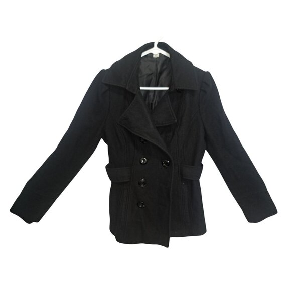 Attention Womens Black Wool Blend Peacoat Jacket Small - Picture 1 of 10